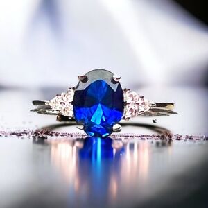 Handcrafted Sapphire Ring Solid Sterling Silver 925 , September birthstone